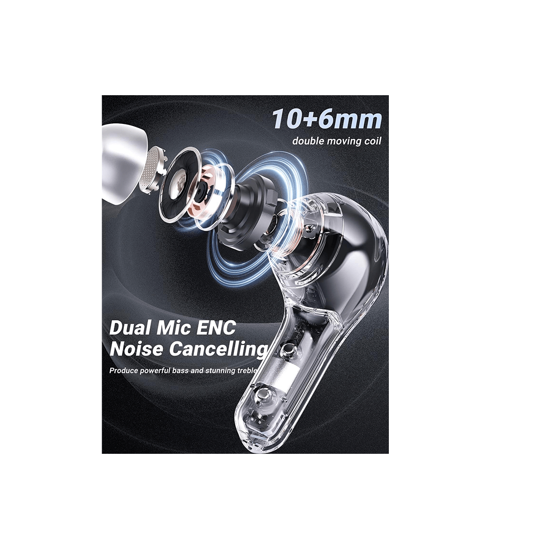 ACEFAST T8 Wireless Earphones With LED Power Display Mini Crystal in-Ear Earbuds - Black in Qatar ACEFAST T8 Wireless Earphones With LED Power Display Mini Crystal in-Ear Earbuds - Black in Qatar
